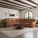 Henry Caramel Leather 7 Piece Modular Zero Gravity Power Reclining Sectional with Power Headrests and USB Charging