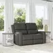 Linden Gray Leather 64" Power Reclining Loveseat With Power Headrest And Lumbar