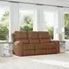 Linden Brown Leather 87" Power Reclining Sofa With Power Headrest And Lumbar