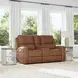 Linden Brown Leather Power Reclining Console Loveseat With Power Headrest And Lumbar