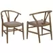 Dinah Brown Danish Y Shaped Back Wishbone Side Chair Set of 2
