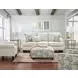 Max Pearl Blue and Beige Performance Fabric Upholstered Square Cocktail Ottoman