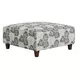 Max Pearl Blue and Beige Performance Fabric Upholstered Square Cocktail Ottoman