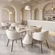 Plinn Light Beige and White 43" Round Sintered Stone Top Dining Table