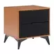 Zarif Black and Walnut Upholstered 2 Drawer Nightstand