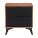 Zarif Black and Walnut Upholstered 2 Drawer Nightstand