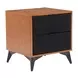 Zarif Black and Walnut Upholstered 2 Drawer Nightstand