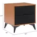 Zarif Black and Walnut Upholstered 2 Drawer Nightstand