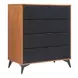 Zarif Black and Walnut Upholstered 4 Drawer Chest