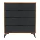 Zarif Black and Walnut Upholstered 4 Drawer Chest