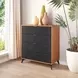 Zarif Black and Walnut Upholstered 4 Drawer Chest