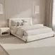 Baris Ivory Upholstered 1 Drawer Nightstand