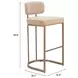 Velar Beige Upholstered Bar Stool Set of 2