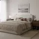 Bela Ivory and Brown Queen Upholstered Floating Headboard