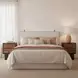 Bela Ivory and Brown Queen Upholstered Floating Headboard