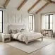 Bela Ivory and Brown Queen Upholstered Floating Headboard