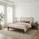 Bela Ivory and Brown Queen Upholstered Floating Headboard