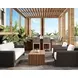 Ravina Louis Cream and Gray Performance Fabric Outdoor 96" Sofa