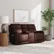 Alister Burnt Umber 71" Triple Power Glider Reclining Loveseat with Console and USB Charging