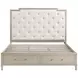 Genoa Light Oak California King Upholstered Storage Platform Bed with USB Charging