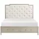 Genoa Light Oak California King Upholstered Storage Platform Bed with USB Charging