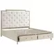 Genoa Light Oak California King Upholstered Storage Platform Bed with USB Charging