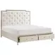 Genoa Light Oak California King Upholstered Storage Platform Bed with USB Charging