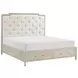 Genoa Light Oak California King Upholstered Storage Platform Bed with USB Charging
