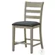 1382 Gray Upholstered Counter Height Stool Set Of 2
