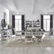 Farmhouse White and Brown 7 Piece Extendable Trestle Base Dining Set