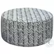 Wowza Mink Blue and Brown Upholstered Round Cocktail Ottoman