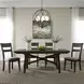 Oak Crossing Dark Chestnut and Gray Upholstered 5 Piece Extendable Trestle Base Dining Set