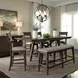 Oak Crossing Dark Chestnut and Gray Upholstered 6 Piece Extendable Gathering Dining Set