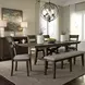 Oak Crossing Dark Chestnut and Gray Upholstered 6 Piece Extendable Trestle Base Dining Set