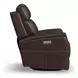 View Dark Blue Leather Swivel Power Recliner with Power Lumbar and USB Charging