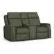 Felix Green Leather 74" Zero Gravity Triple Power Reclining Loveseat with USB Charging and Heat Massage