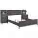 Zephyr Brownish Gray Queen Storage Wall Bed with Nightstand and LED Lighting