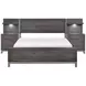 Zephyr Brownish Gray Storage Wall Bedroom Set with Nightstand and LED Lighting