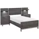 Zephyr Brownish Gray Twin Storage Wall Bed with Nightstand and LED Lighting
