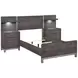 Zephyr Brownish Gray Twin Storage Wall Bed with Nightstand and LED Lighting