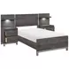 Zephyr Brownish Gray Twin Storage Wall Bed with Nightstand and LED Lighting