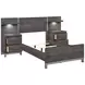 Zephyr Brownish Gray Twin Storage Wall Bed with Nightstand and LED Lighting