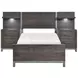 Zephyr Brownish Gray Twin Storage Wall Bed with Nightstand and LED Lighting