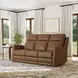 Maxwell Cedar Brown Leather 79" Zero Gravity Triple Power Reclining Sofa with USB Charging and Nailhead Trim
