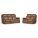 Maxwell Cedar Brown Leather Zero Gravity Triple Power Reclining Living Room Set
