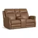 Maxwell Cedar Brown Leather 69" Zero Gravity Triple Power Reclining Loveseat with USB Charging and Nailhead Trim