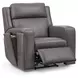 Wyatt Gunmetal Gray Leather Zero Gravity Power Recliner with Power Lumbar and USB Charging