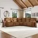 Wyatt Canyon Brown Leather 6 Piece Modular Zero Gravity Power Reclining Sectional with Power Lumbar and USB Charging