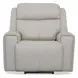 Barnett Cream Leather Power Recliner With Power Headrest And Lumbar