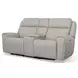 Barnett Cream Leather Power Reclining Console Loveseat With Power Headrest And Lumbar